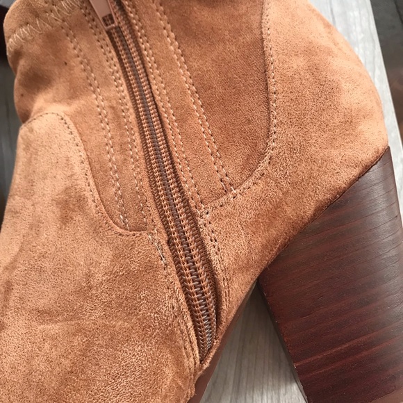 ALDO Cognac Tan Camel Suede Ankle Boots - Picture 3 of 4